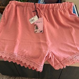 Pink Crochet Hem Shorts
